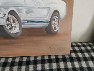 Oil painting Ford mustang on canvas