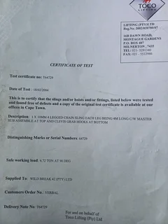 Chain slings for cranes