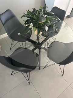 Glass Round Table with Chairs