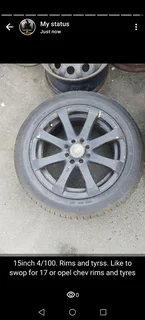 15inch airline mags with tyres 4x100/108, for sale or swop 17