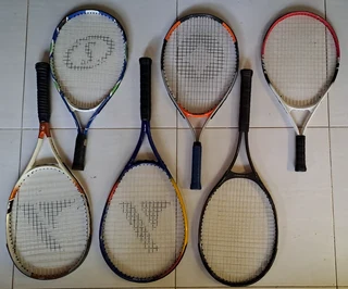 Six Tennis Rackets in One Carry Bag. Three are long handle and the other three are short handle.