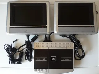 Sansui Car DVD System. Two LCD screens, fitted with car seat straps, DVD  Player on 12V, Car Adapter