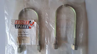 U-BOLT &amp; NUT.Set of two.Brand new. Sealed.Fits different cars, mainly Mazda, Toyota   Minibuses