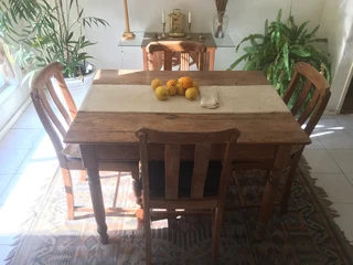 Antique Solid Oak Table with six matching chairs