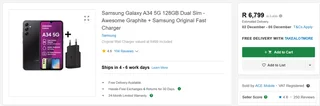 Samsung A34 5G Dual Sim for sale - R3000.00