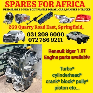 Renault Kiger 1.0t Engine Parts Available @ Spares For Africa. Countrywide Deliveries Arranged.