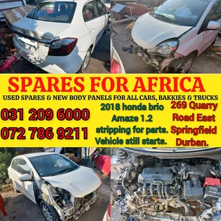 2018 honda brio amaze.Accident damaged.vehicle still starts.Complete vehicle stripping for parts.