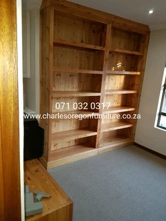 Book shelves available, all are natural wood.