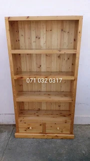 Book shelves available, all are natural wood.