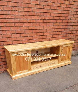 TV Unit made with natural wood.