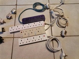 SET OF UK TRAVEL  PLUGS, ADAPTERS AND EXTENSION CORDS