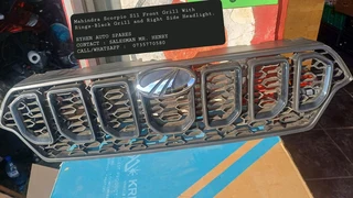 Mahindra Scorpio S11 Front Grill With Rings-Black Grill and Right Side Headlight. RYHEN AUTO SPARES