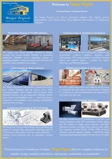 Warehouse racking, solar panels, frameless doors, Aluminium windows