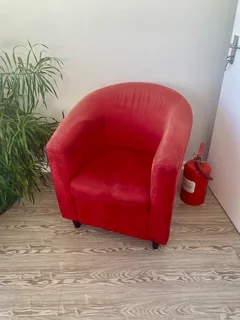 Red velvet tub armchair