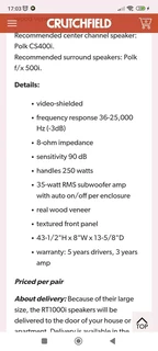 Polk Audio RT1000i powered floorstanders with top midrange speakers and built in active subwoofer,mi