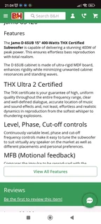 Jamo D-6SUB 15 inch 400 watt RMS 1200 watt peak active subwoofer with house shaking deep bass.This s