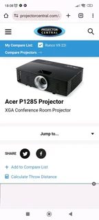 Acer p1285 hdmi 3200 lumens projector with 90 inch 16:9 parrot h d screen and accessories in excelle