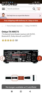 Onkyo TX-NR575E HDMI ARC 4K Dolby Atmos amplifier with Bluetooth,Phono, ethernet and ETC perfect for