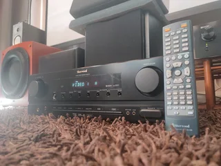 Jamo 5.1 surround sound system with Sherwood 5.1 HDMI 100 watt per a channel and comes with remote a