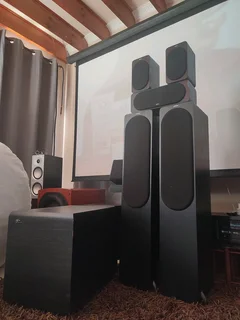 Jamo 5.1 speaker set with 10 inch down firing active subwoofer with chest pounding bass perfect for