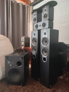 Jamo 5.1 speaker set with 10 inch down firing active subwoofer with chest pounding bass perfect for