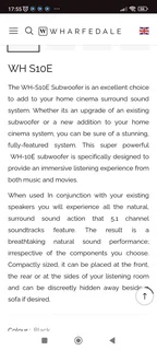 Wharfedale WH-S10E active 10 inch 150 watt RMS 300 watt peak subwoofer with hard hitting bass perfec