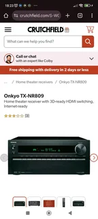 Onkyo TX-NR809 HDMI ARC 9.2 receiver amplifier at 135 watts per a channel with remote in excellent c