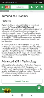 Yamaha YST-RSW300 active 270 watt RMS 10 inch subwoofer with deep bass output to shake your home per