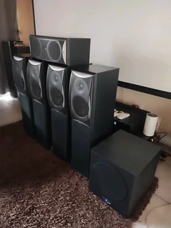 JPW 5.1 surround sound floorstanding set with 10 inch Wharfedale 300 watt subwoofer with deep bass i