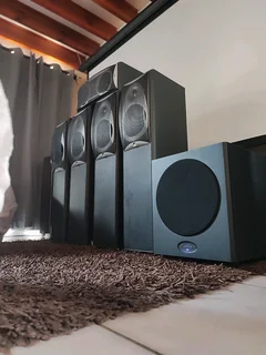 Onkyo 7.1 amplifier with Dvd player and JPW 5.1 floorstanding set with Wharfedale 10 inch 300 watt p