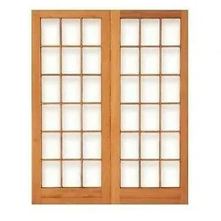 French Doors Only set of 2x0,813mx18 panel with glass - good condition - painted white.