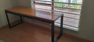 Wood and steel office desk