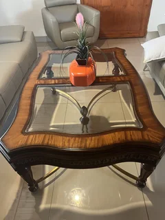Coffee table, tv stand with 2 sides and 6 chairs and a table all for R8500