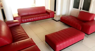 JODI RED SET 4 PC UPPER LEATHER LOUNGE SUITE