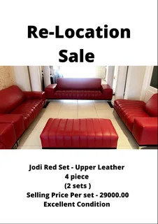 Jodi Red Set 4 Pc Upper Leather Lounge Suite