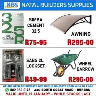 Let us welcome the new year with Natal Builders Supplies with awesome deals and promotions.