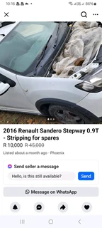 2016 Renault Sandero Stepway 900t Stripping for spares