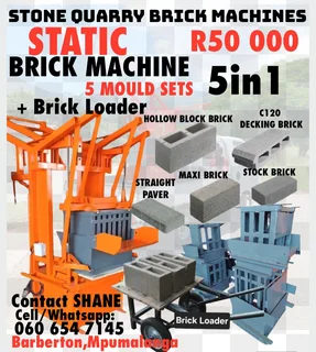 Static Brick Machine 5in1 Includes 5 Mould Sets - Block,maxi,stock,straight Paver,c120 Decking Brick