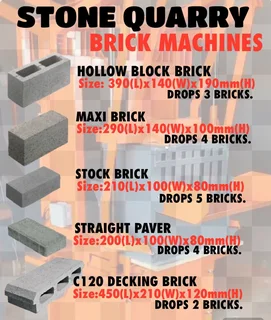 STATIC BRICK MACHINE 5in1 Includes 5 MOULD SETS - Block,Maxi,Stock,Straight Paver,C120 Decking Brick