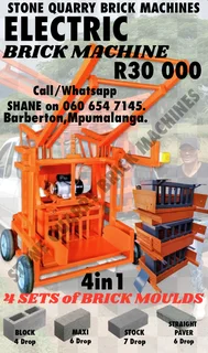 Electric Brick Machine 4in1 Includes 4 Mould Sets - Block Maxi,stock,straight  Paver.