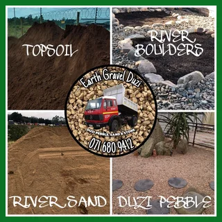Clean Topsoil & washed size graded Duzi Pebble