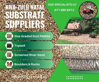 Duzi pebble, Topsoil, Riversand  & Boulders - Sized, Washed