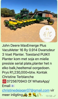 John Deere MaxEmerge Plus VacuMeter 16 Ry 0.914 Dwarsdeur 3 Voet Planter.