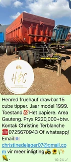 Henred Fruehauf Drawbar 15 Cube Tipper.