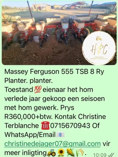 Massey Ferguson 555 Planter 8 Ry.