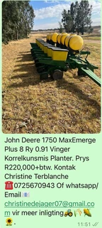 John Deere 1750 MaxEmerge Plus 8 Ry 0.91 Vinger Korrelkunsmis Planter.