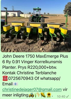 John Deere 1750 MaxEmerge Plus 6 Ry 0.91 Vinger Korrelkunsmis Planter.