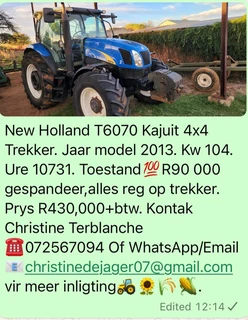 New Holland T6070 Kajuit 4x4 Trekker.