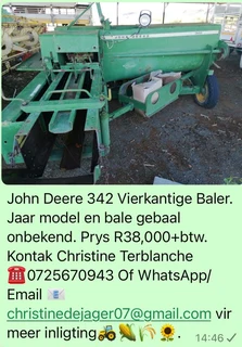 John Deere 342 Vierkantige Baler.