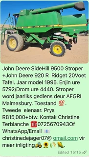 John Deere SideHill 9500 Stroper&#43;20 Voet Ridget Tafel